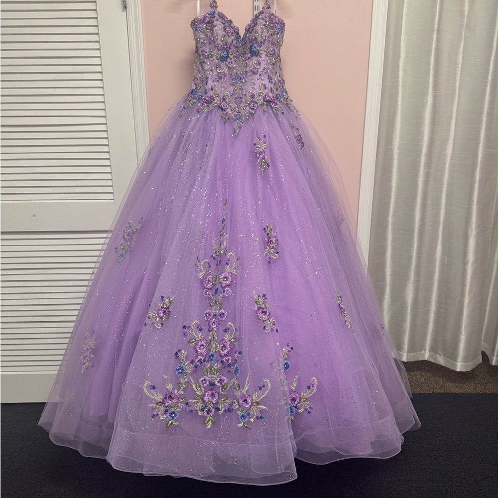 Quinceañera Dress with Floral Embellishments